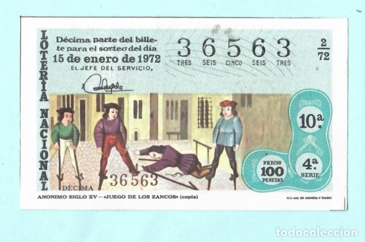 Loter&iacute;a nacional: LOTER&Iacute;A NACIONAL - 15 DE Enero DE 1972 - N&Uacute;MERO CAPIC&Uacute;A - 36562