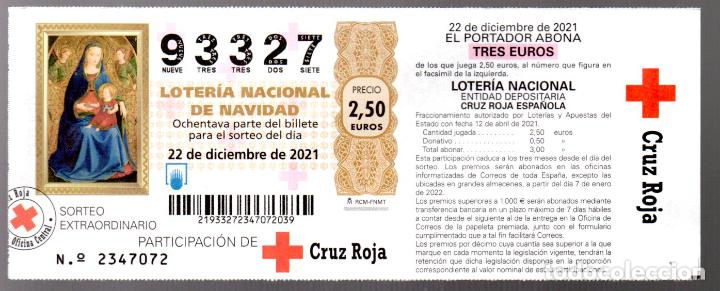 Nationale spanische Lotterie: PARTICIPACI&Oacute;N DE LOTER&Iacute;A DE NAVIDAD DE LA CRUZ ROJA - 22 DE DICIEMBRE DE 2021 -
