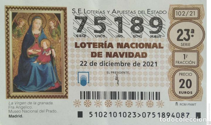 Loter&iacute;a Nacional: Espa&ntilde;a. Loter&iacute;a. 2021. Sorteo: 102 La Virgen de la Granada de Fra Ang&eacute;lico. Museo del Prado. Fecha: