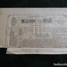 Lotería Nacional: LOTERIA NACIONAL DECIMO SORTEO II DICIEMBRE 1865 20 ESCUDOS 200 REALES. Lote 360568445