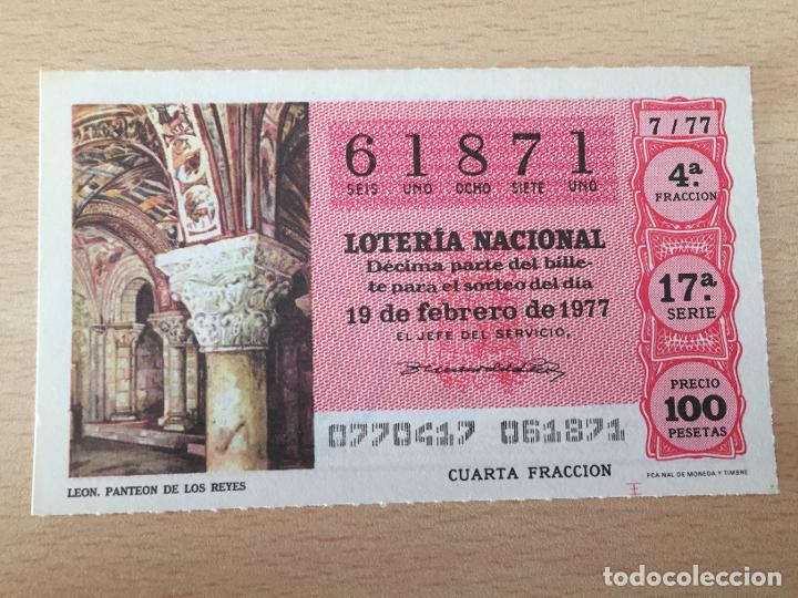 Loter&iacute;a Nacional: LOTERIA NACIONAL - 19-02-1977 - 61781 - LEON. PANTEON DE LOS REYES