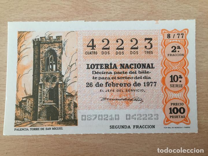 Loter&iacute;a nacional: LOTERIA NACIONAL - 26-02-1977 - 42223 - PALENCIA. TORRE DE SAN MIGUEL