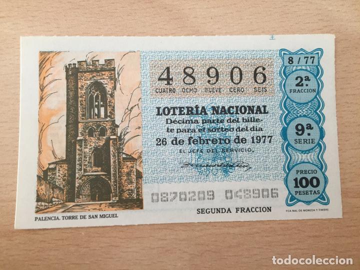 Loter&iacute;a Nacional: LOTERIA NACIONAL - 26-02-1977 - 49806 - PALENCIA. TORRE DE SAN MIGUEL