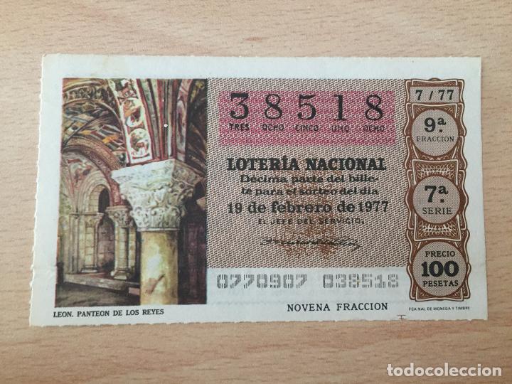 Loter&iacute;a Nacional: LOTERIA NACIONAL - 19-02-1977 - 38518 - LEON. PANTEON DE LOS REYES