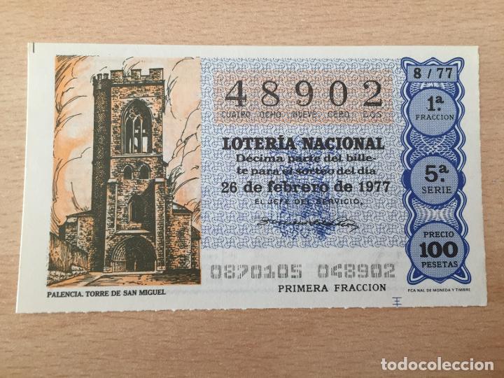 Loter&iacute;a Nacional: LOTERIA NACIONAL - 26-02-1977 - 48902 - PALENCIA. TORRE DE SAN MIGUEL
