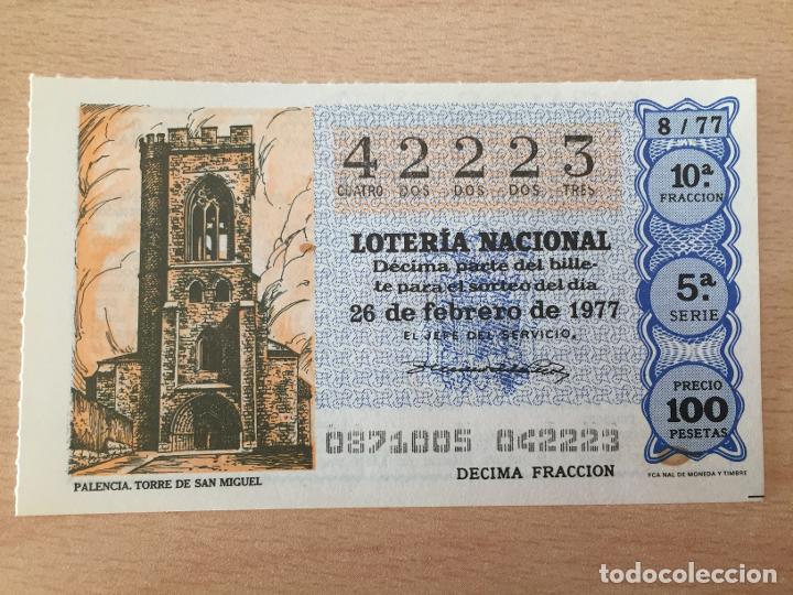 Loter&iacute;a Nacional: LOTERIA NACIONAL - 26-02-1977 - 42223 - PALENCIA. TORRE DE SAN MIGUEL