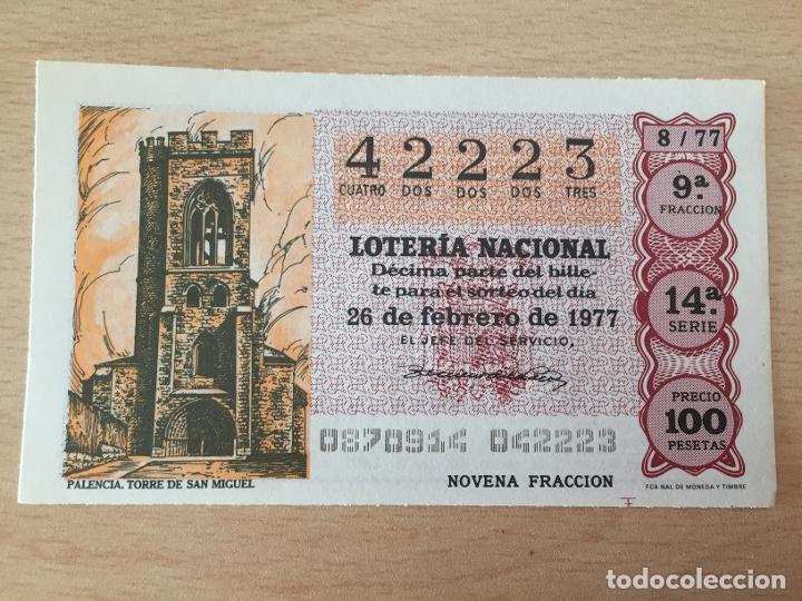 Loter&iacute;a Nacional: LOTERIA NACIONAL - 26-02-1977 - 42223 - PALENCIA. TORRE DE SAN MIGUEL