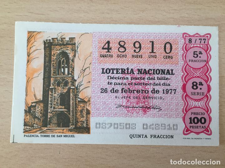 Loter&iacute;a Nacional: LOTERIA NACIONAL - 26-02-1977 - 48910 - PALENCIA. TORRE DE SAN MIGUEL