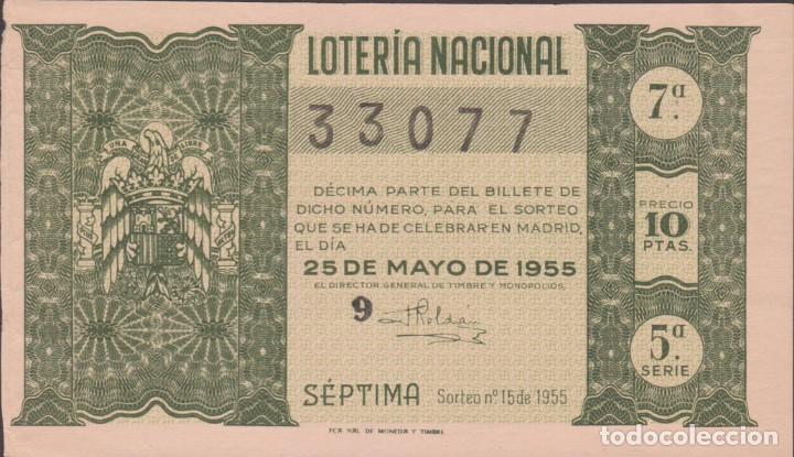 National Spanish Lottery: LOTERIA NACIONAL - SORTEO - 15 - 1955 - SERIE 5&ordf; FRACCI&Oacute;N 7&ordf; - ADM.- 11 - BARCELONA