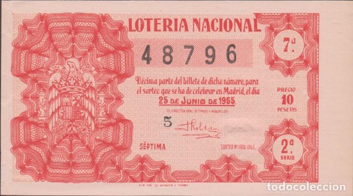 National Spanish Lottery: LOTERIA NACIONAL - SORTEO - 18 - 1955 - SERIE 2&ordf; FRACCI&Oacute;N 7&ordf; - ADM.- 46 - BARCELONA