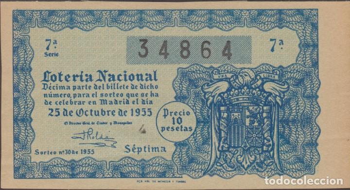 National Spanish Lottery: LOTERIA NACIONAL - SORTEO - 30 - 1955 - SERIE 7&ordf; FRACCI&Oacute;N 7&ordf; - ADM.- 29 - BARCELONA