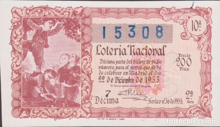 National Spanish Lottery: LOTERIA NACIONAL - SORTEO - 36 - 1955 - SERIE 2&ordf; FRACCI&Oacute;N 10&ordf; BARCELONA