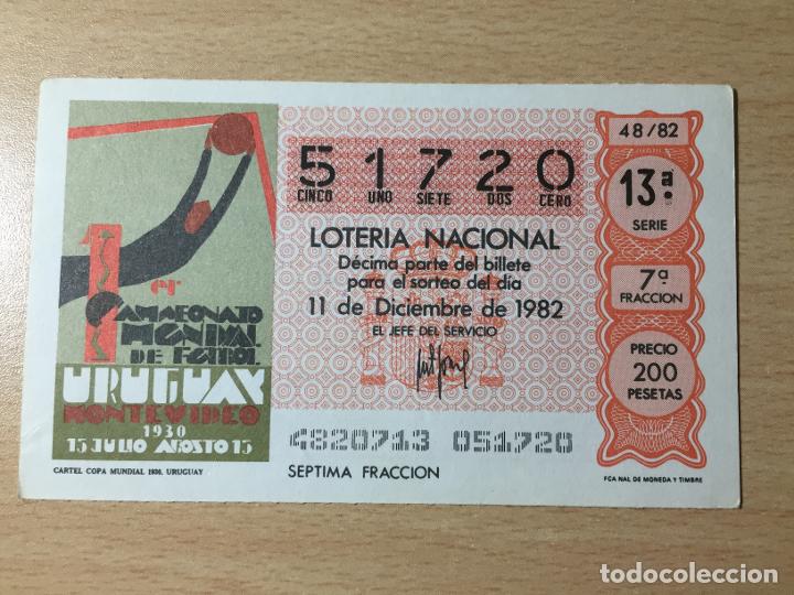 Loter&iacute;a nacional: LOTERIA NACIONAL - 11-12-1982 - 51720 - CARTEL COPA MUNDIAL 1930. URUGUAY
