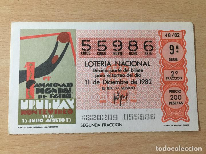 Loter&iacute;a nacional: LOTERIA NACIONAL - 11-12-1982 - 55986 - CARTEL COPA MUNDIAL 1930. URUGUAY