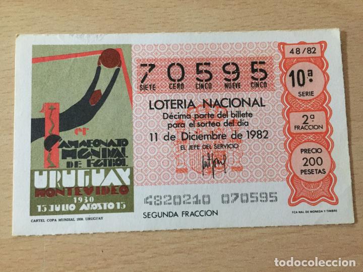 Loter&iacute;a nacional: LOTERIA NACIONAL - 11-12-1982 - 70595 - CARTEL COPA MUNDIAL 1930. URUGUAY