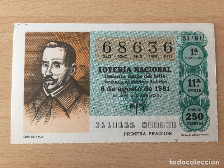 Loter&iacute;a Nacional: LOTERIA NACIONAL - 08-08-1981 - 68636 - LOPE DE VEGA