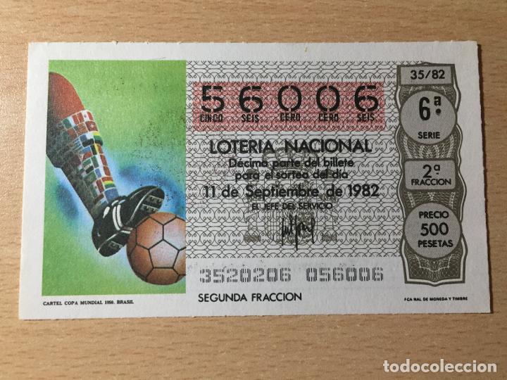 Loter&iacute;a nacional: LOTERIA NACIONAL - 11-09-1982 - 56006 - CARTEL COPA MUNDIAL 1950. BRASIL
