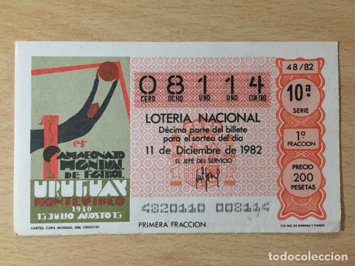 Loter&iacute;a nacional: LOTERIA NACIONAL - 11-12-1982 - 08114 - CARTEL COPA MUNDIAL 1930. URUGUAY