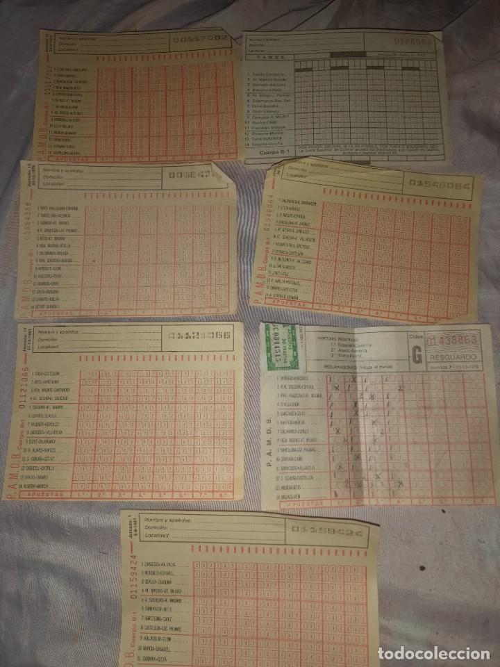 Loter&iacute;a Nacional: 7 antiguo billete de quiniela de f&uacute;tbol a&ntilde;os 70 - 80,una usada