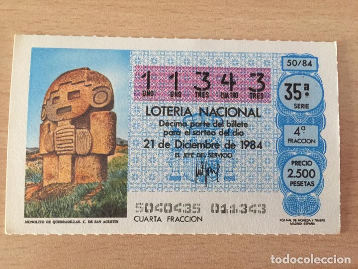 Loter&iacute;a Nacional: LOTERIA NACIONAL - 21-12-1984 - 11343 - MONOLITO DE QUEBRADILLAS. C. DE SAN AGUSTIN
