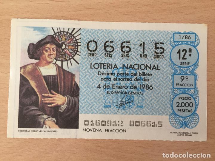 Loter&iacute;a Nacional: LOTERIA NACIONAL - 04-01-1986 - 06615 - CRISTOBAL COLON, EL NAVEGANTE