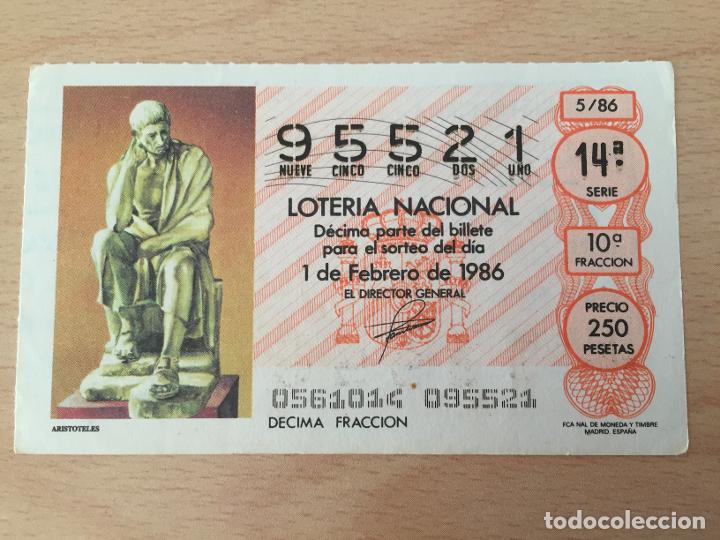 Loter&iacute;a nacional: LOTERIA NACIONAL - 01-02-1986 - 95521 - ARISTOTELES