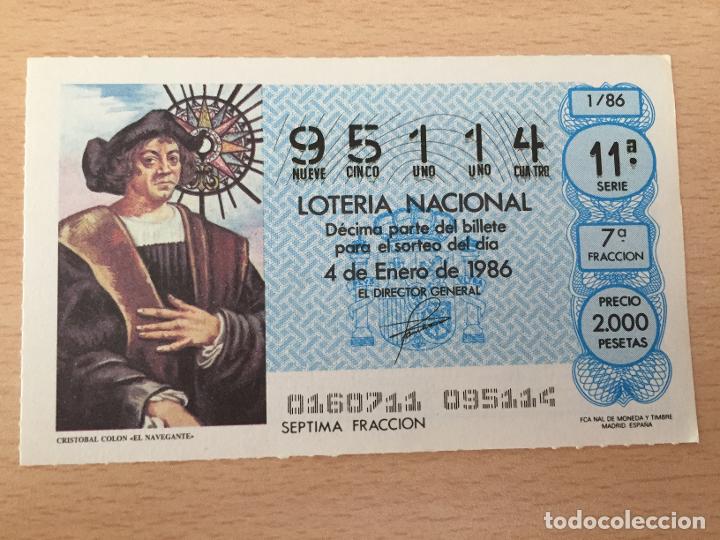Loter&iacute;a Nacional: LOTERIA NACIONAL - 04-01-1986 - 95114 - CRISTOBAL COLON, EL NAVEGANTE