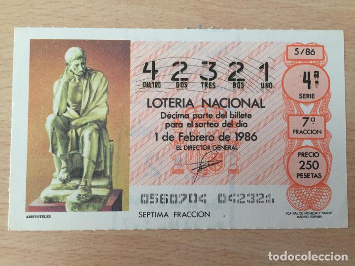 Loter&iacute;a nacional: LOTERIA NACIONAL - 01-02-1986 - 42321 - ARISTOTELES