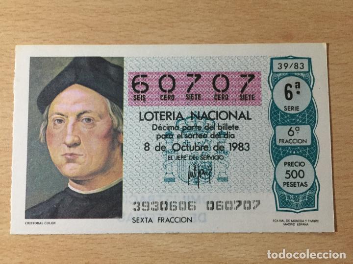 Loter&iacute;a Nacional: LOTERIA NACIONAL - 08-10-1983 - 60707 - CRISTOBAL COLON