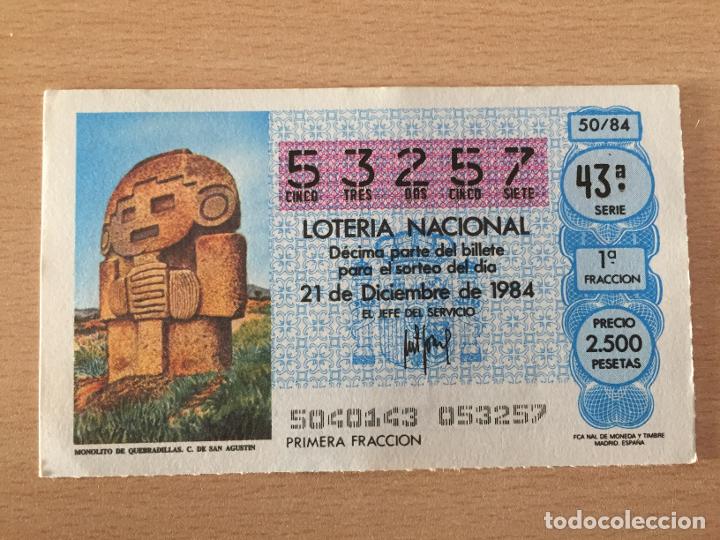 Loter&iacute;a Nacional: LOTERIA NACIONAL - 21-12-1984 - 53257 - MONOLITO DE QUEBRADILLAS. C. DE SAN AGUSTIN