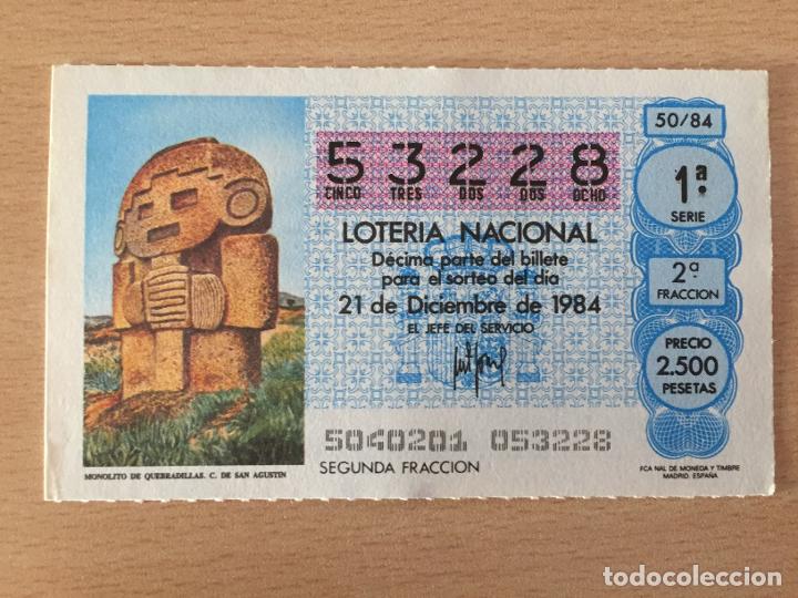 Loter&iacute;a Nacional: LOTERIA NACIONAL - 21-12-1984 - 53228 - MONOLITO DE QUEBRADILLAS. C. DE SAN AGUSTIN