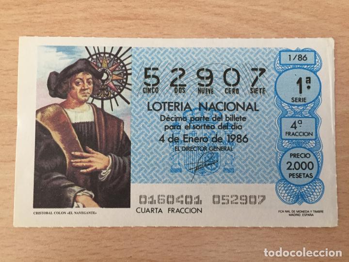 Loter&iacute;a Nacional: LOTERIA NACIONAL - 04-01-1986 - 52907 - CRISTOBAL COLON, EL NAVEGANTE