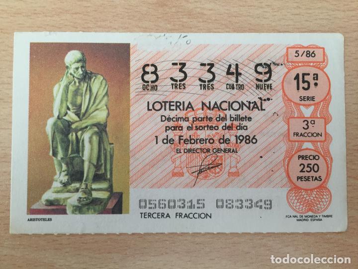 Loter&iacute;a nacional: LOTERIA NACIONAL - 01-02-1986 - 83349 - ARISTOTELES