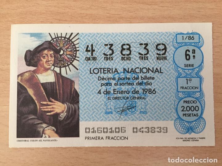 Loter&iacute;a Nacional: LOTERIA NACIONAL - 04-01-1986 - 43839 - CRISTOBAL COLON, EL NAVEGANTE