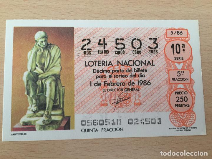 Loter&iacute;a nacional: LOTERIA NACIONAL - 01-02-1986 - 24503 - ARISTOTELES