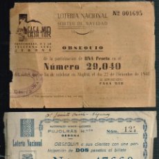 Lotería Nacional: 1948 2 PARTICIPACIONES LOTERÍA NACIONAL SORTEO NAVIDAD 1 PTA. Nº 29040, 2 PTA. Nº 47660 - GIRONA. Lote 362218500
