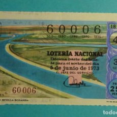 Lotería Nacional: UN DECIMO DEL Nº 60006 PARA EL 5/06/1973. CANAL DE SEVILLA BONANZA. CAPICUA. Lote 366070641