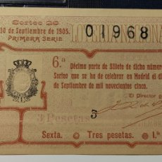 Lotería Nacional: LOTERÍA NACIONAL 1905 SORTEO 26. Lote 366774366