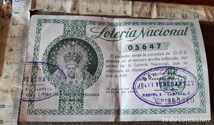 Loter&iacute;a Nacional: PARTICIPACION DE LOTERIA DE LA HERMANDAD DE LA MACARENA DE 1959