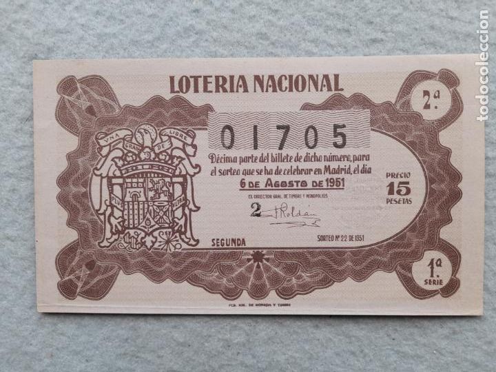 National Spanish Lottery: D&eacute;cimo. Sorteo n&ordm; 22 del a&ntilde;o 1951.