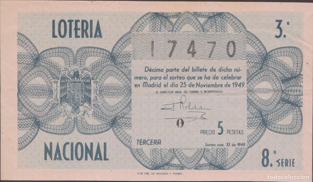 Loter&iacute;a nacional: LOTERIA NACIONAL - SORTEO - 33 - 1949 - SERIE 8&ordf; FRACCI&Oacute;N 3&ordf; - ADM.- 5 - PALMA DE MALLORCA