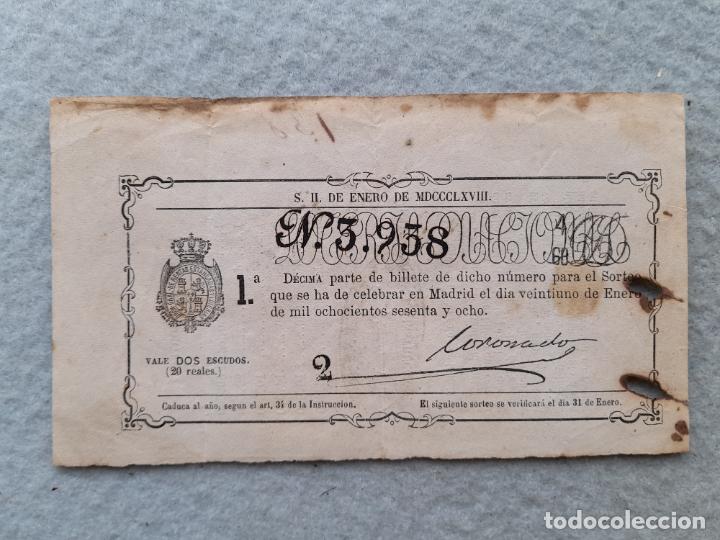Loter&iacute;a nacional: D&eacute;cimo. Sorteo n&ordm; 2 de Enero de 1868. - Foto 1