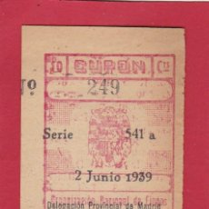 Lotaria Nacional: CUPON DE LA ONCE AÑO DE CREACION 1939. Lote 374458069