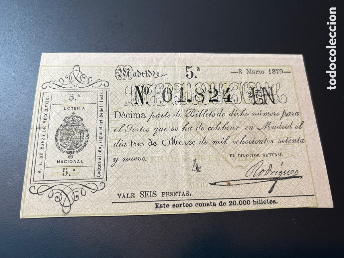 Loterie Nationale: Loteria A&ntilde;o 1879 Sorteo 3 Marzo Siglo XIX