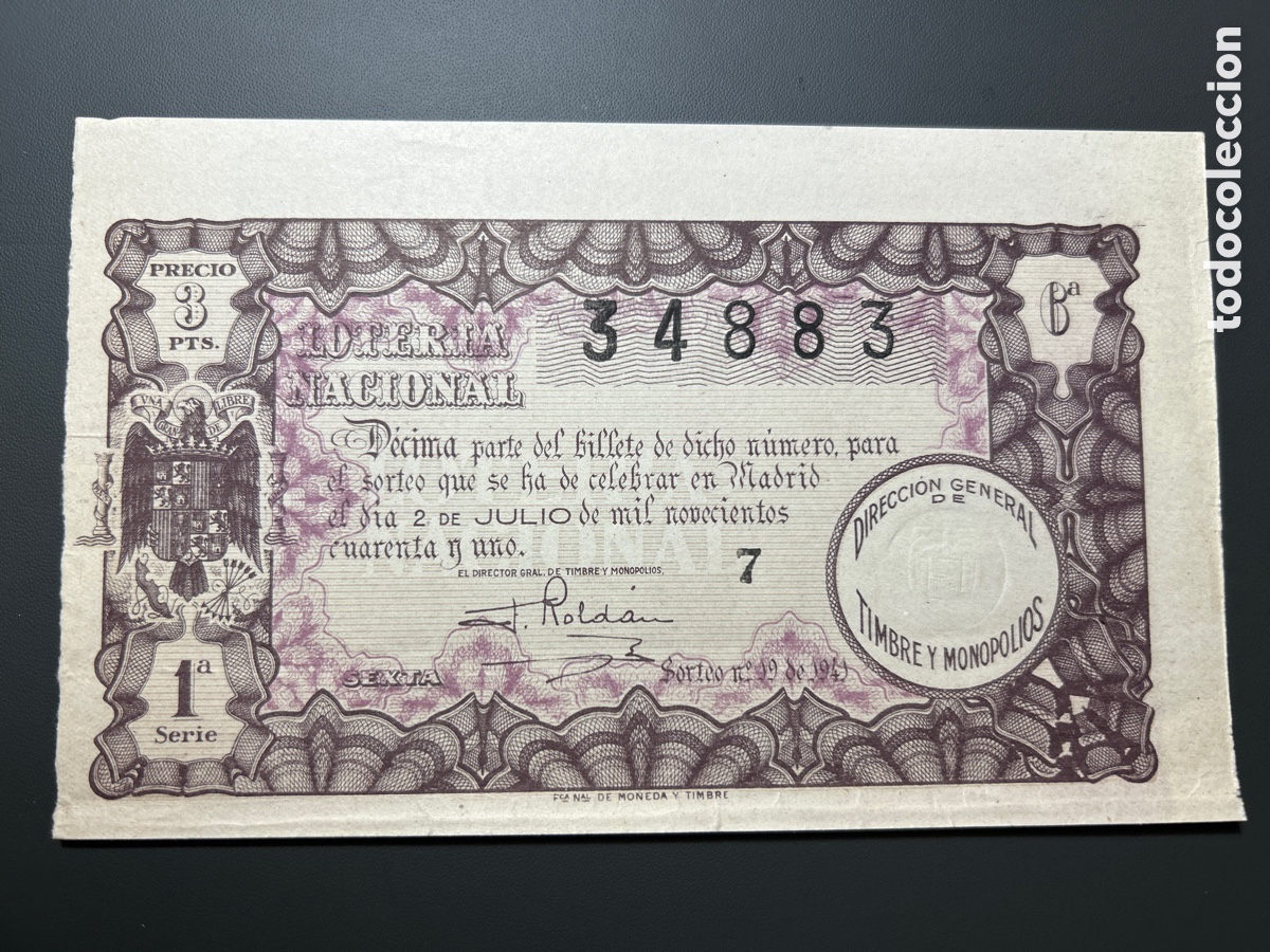 Loter&iacute;a nacional: Loteria A&ntilde;o 1941 Sorteo 19