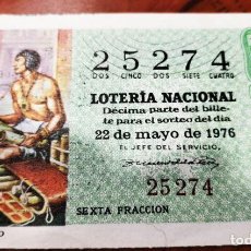 Lotería Nacional: LOTERIA NACIONAL - NUM 25274 - SORTEO 22 MAYO 1976. Lote 376460309