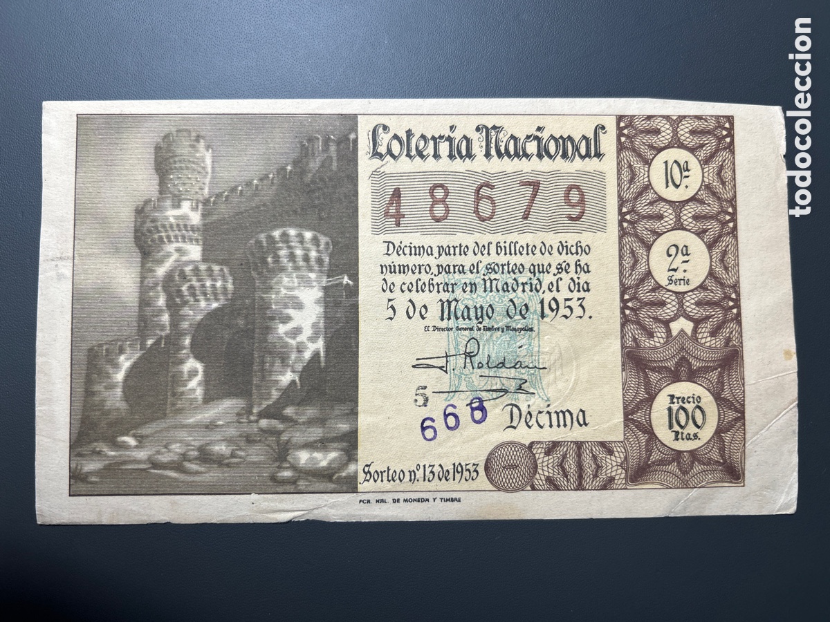 National Spanish Lottery: Loteria A&ntilde;o 1953 sorteo 13