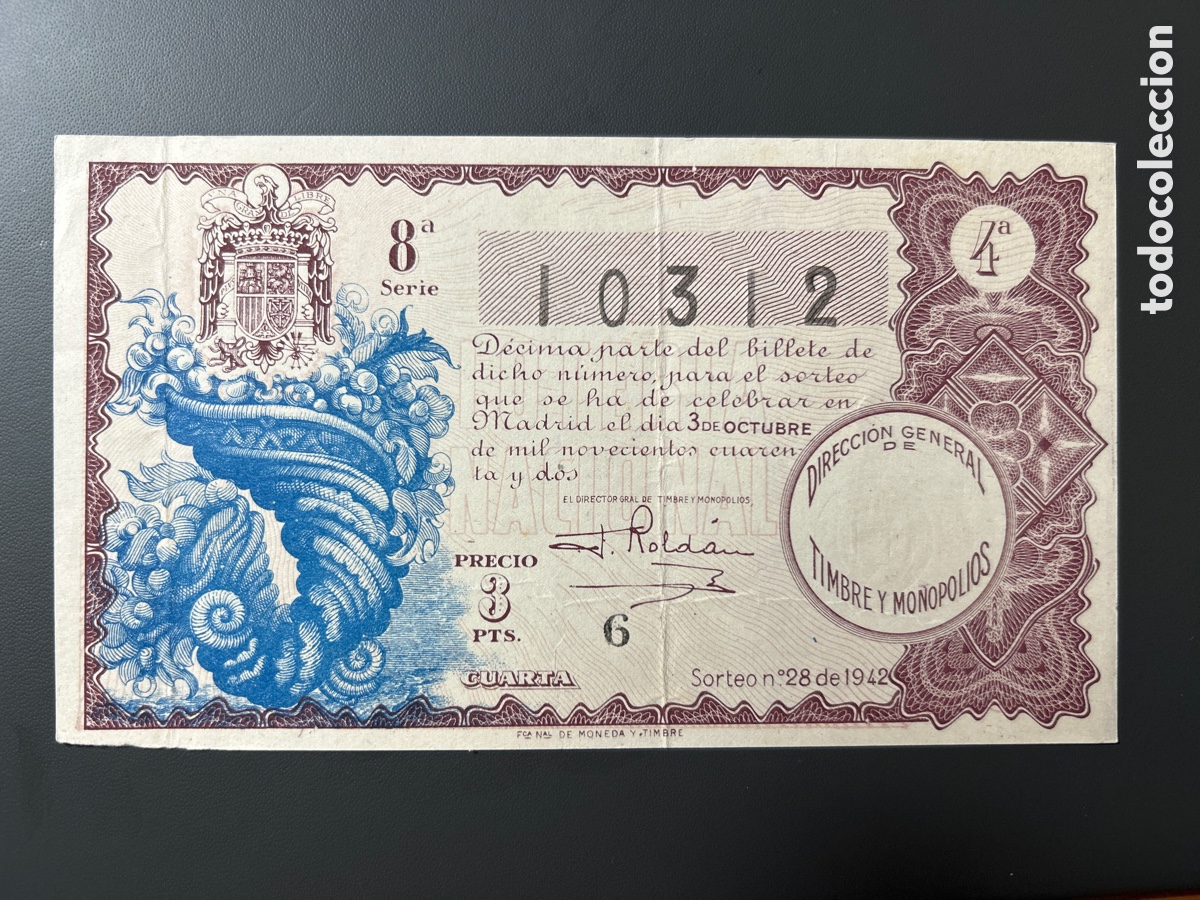 National Spanish Lottery: Loteria A&ntilde;o 1942 sorteo 28
