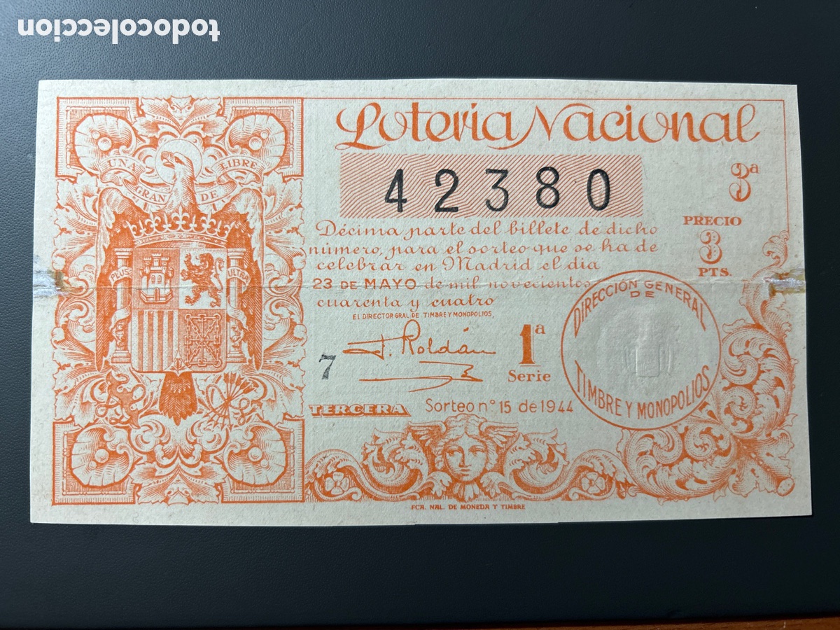 National Spanish Lottery: Loteria A&ntilde;o 1944 sorteo 15