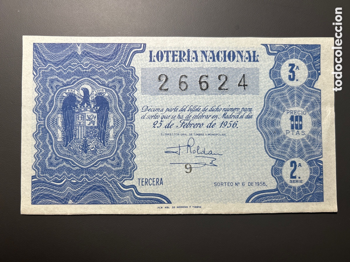 Loter&iacute;a nacional: Loteria A&ntilde;o 1956 Sorteo 6
